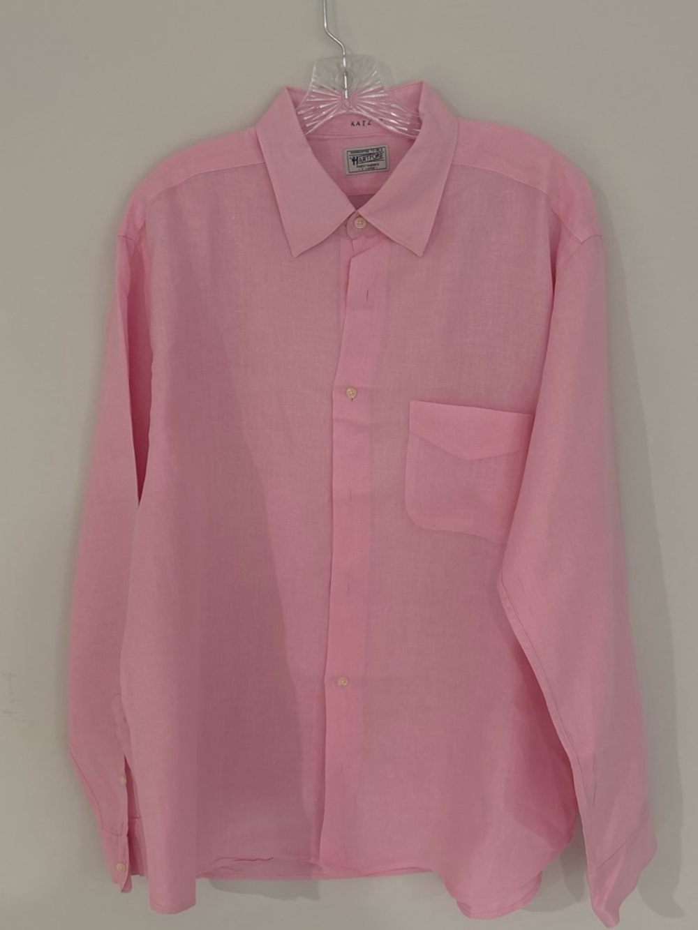 Hartford Men's Light Pink Linen Button-Down Shirt